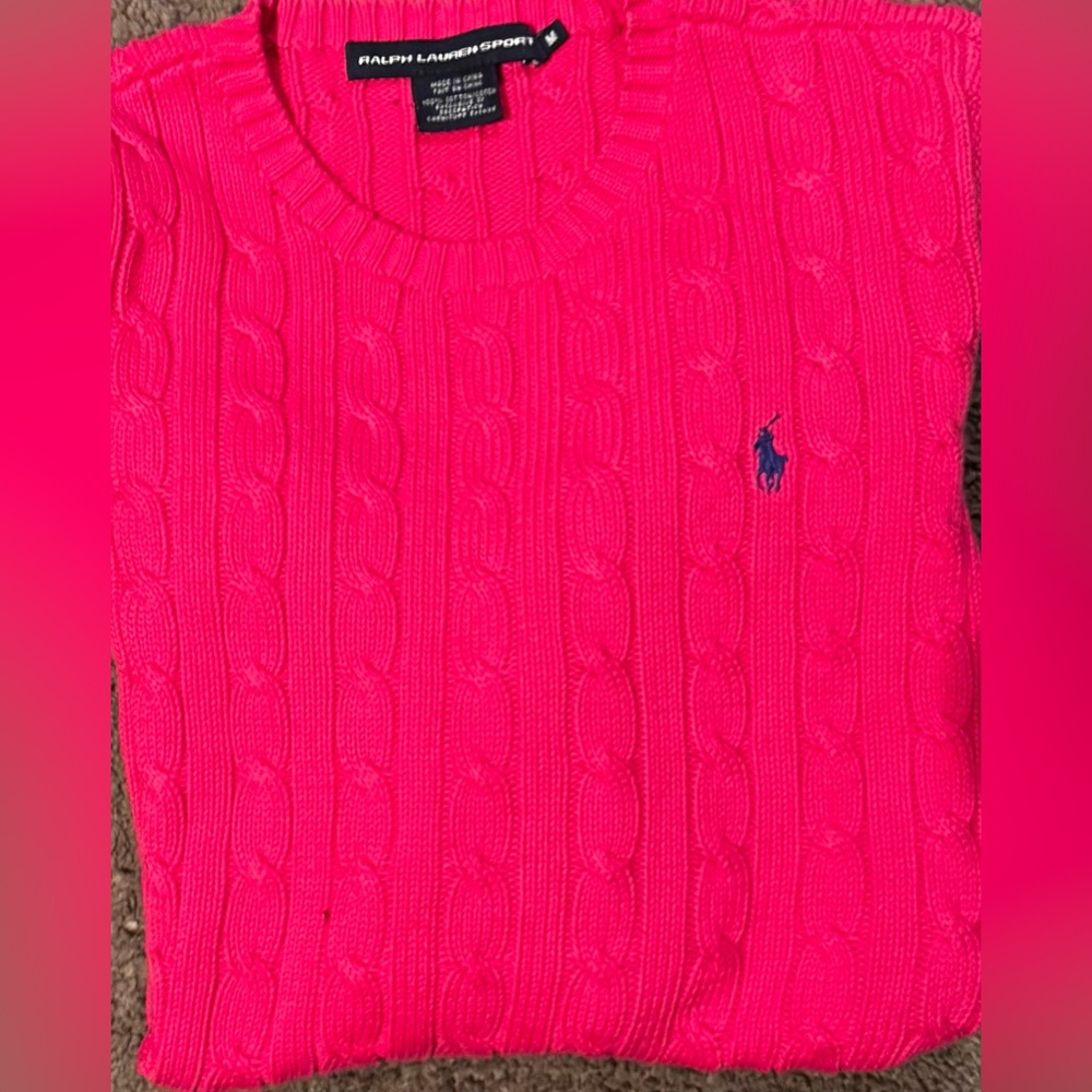 Polo Ralph Lauren long sleeve Sport Sweater, pink with blue pony logo